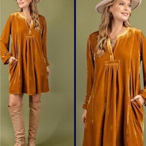 Women’s NWT Easel Velvet Gold Dress SZ M